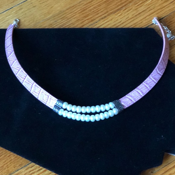 Leather & Freshwater Pearl Choker & Bracelet - Picture 5 of 8